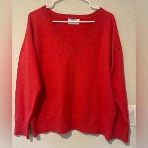 Old Navy Women's V-Neck Sweater in Red/Orange
